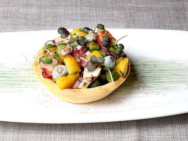 Tartar de pulpo y mango - Restaurante en Zaragoza